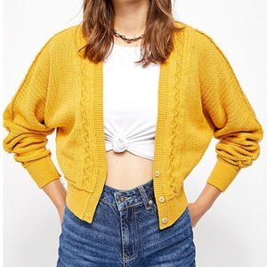 Free People Mustard Yellow Knit Cardigan